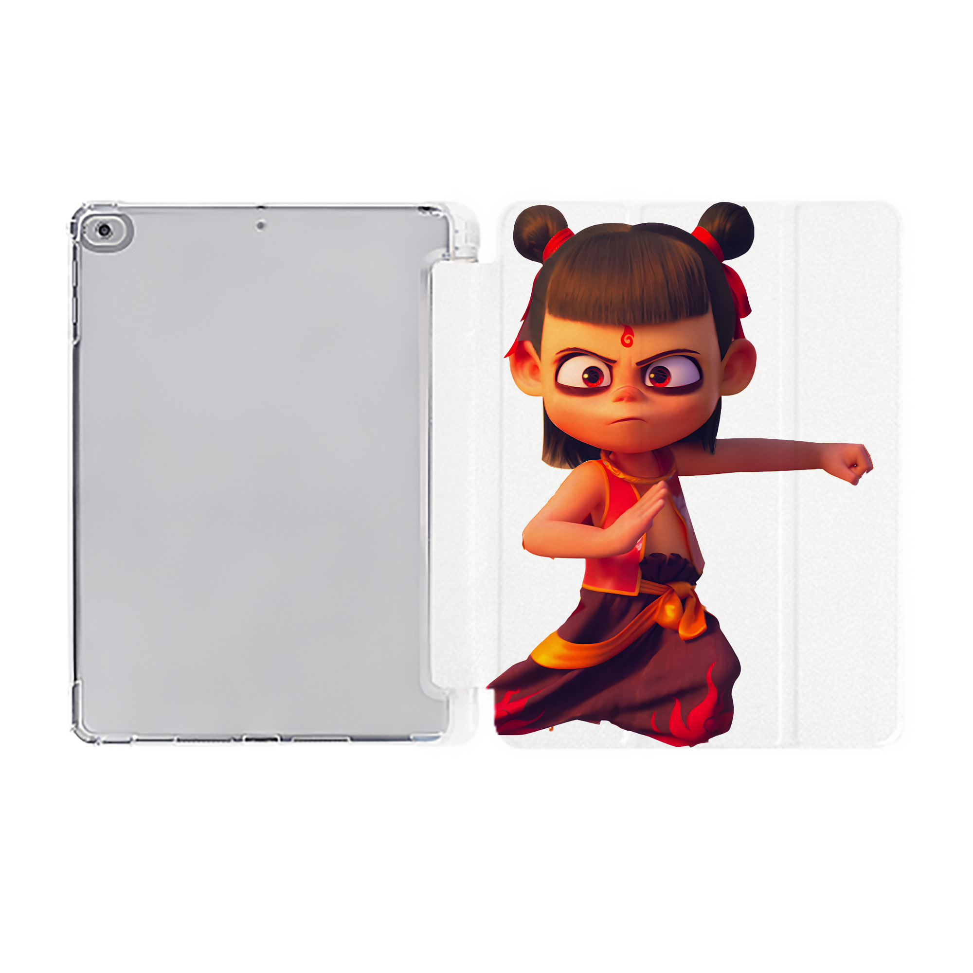 （画像用） Ne Zha 2 ナタ 魔童の大暴れ IPad ケース ペン収納付き 三つ折りスタンド PUレザー×シリコン 対応機種9.5/10.5/10.9インチ